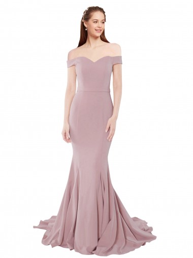 Sleeveless Off the Shoulder Stretch Crepe Mermaid Bridesmaid Dress / Evening Dress Brighton