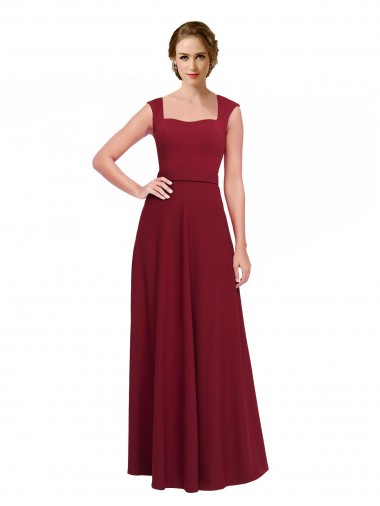 Sleeveless Square Neck Stretch Crepe A-Line Prom Dress / Bridesmaid Dress Brighton
