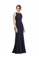 Sleeveless Scoop Neck Keyhole Back Stretch Crepe Sheath Black Tie Prom Dress / Bridesmaid Dress Brighton