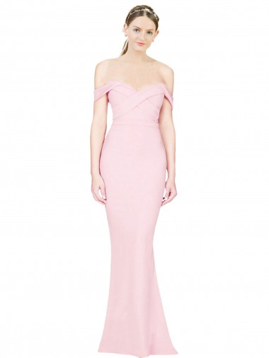 Sleeveless Pink Strapless Low Back Stretch Crepe A-Line Formal Evening Gown / Prom Dress / Bridesmaid Dress Brighton