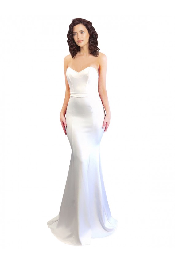 Sleeveless White Sweetheart Low Back Stretch Crepe Mermaid Formal Evening Gown / Prom Dress / Bridesmaid Dress Brighton