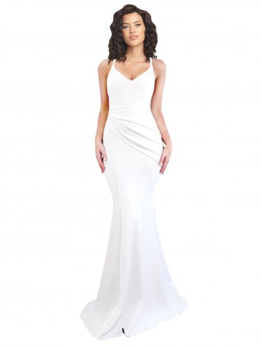 Sleeveless Spaghetti Straps Low Back Stretch Crepe Mermaid Black Tie Evening Gown / Prom Dress / Bridesmaid Dress Brighton