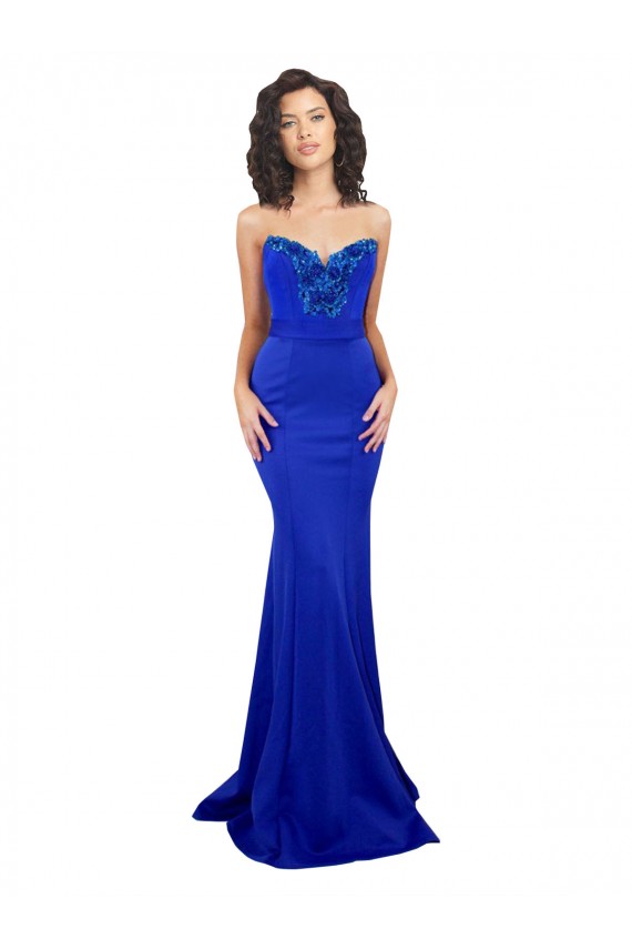 Sleeveless Royal Blue Sweetheart Low Back Stretch Crepe Mermaid Formal Evening Gown / Prom Dress / Bridesmaid Dress Brighton