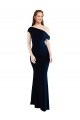 Sleeveless Dark Navy One Shoulder Stretch Crepe Mermaid Formal Evening Gown / Prom Dress / Bridesmaid Dress Brighton