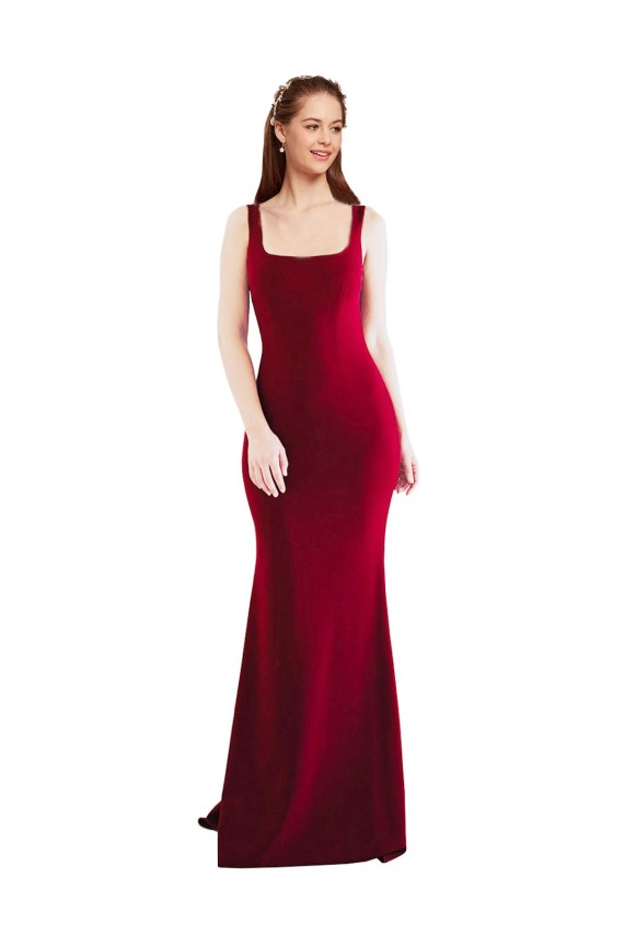 Sleeveless Square Neck Stretch Crepe Mermaid Formal Evening Gown / Prom Dress / Bridesmaid Dress Brighton