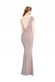Cap Sleeves Boat Neck Tie Back Stretch Crepe Mermaid Formal Evening Gown / Prom Dress / Bridesmaid Dress Brighton
