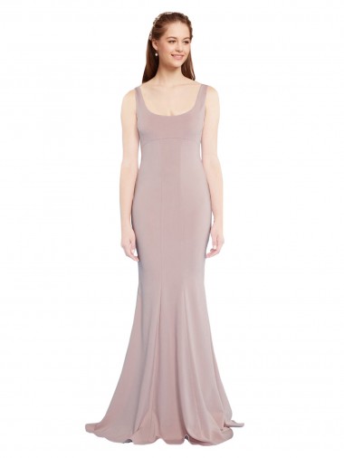 Cap Sleeves Scoop Neck Stretch Crepe Mermaid Formal Evening Gown / Prom Dress / Bridesmaid Dress Brighton