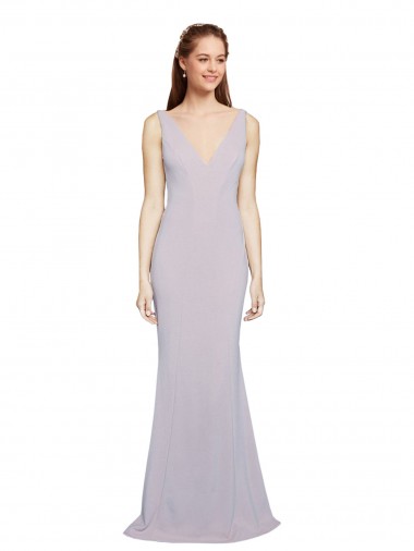 Sleeveless V-Neck Keyhole Back Stretch Crepe Mermaid Formal Evening Gown / Prom Dress / Bridesmaid Dress Brighton