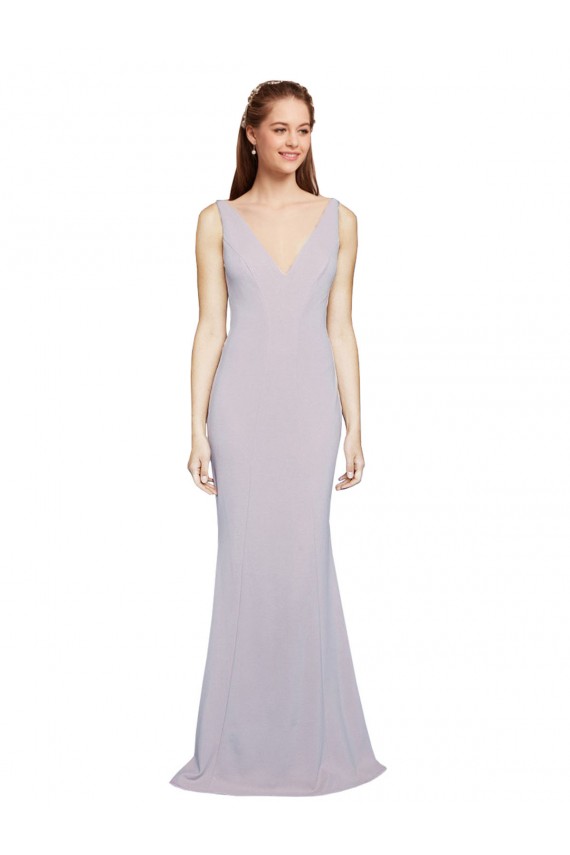 Sleeveless V-Neck Keyhole Back Stretch Crepe Mermaid Formal Evening Gown / Prom Dress / Bridesmaid Dress Brighton