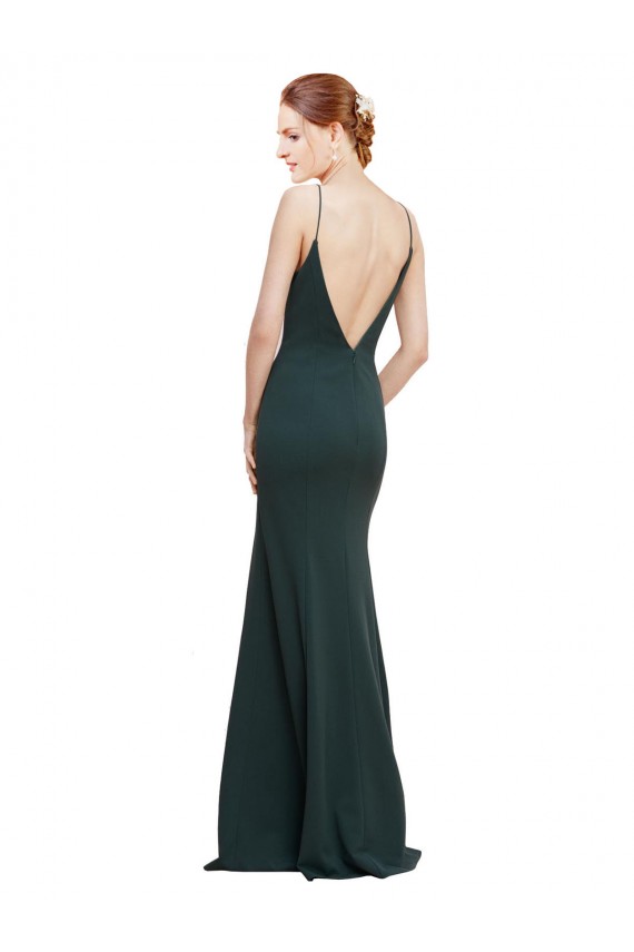 Sleeveless Pink V-Neck V-Back Stretch Crepe A-Line Formal Dress / Bridesmaid Dress Brighton