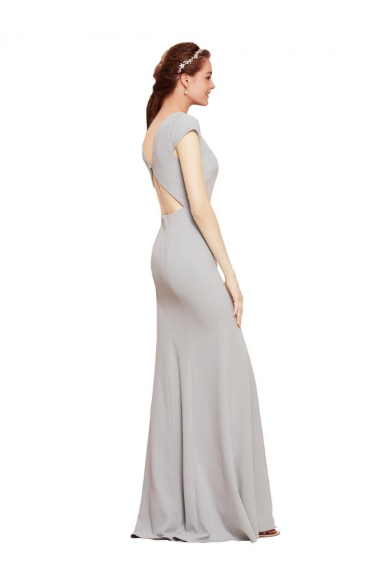 Sleeveless Boat Neck Open Back Stretch Crepe A-Line Formal Evening Gown / Prom Dress / Bridesmaid Dress Brighton