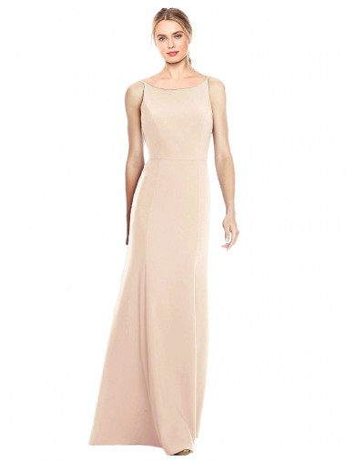 Sleeveless Nude Bateau Neck Open Back Stretch Crepe Trumpet Semi Formal Evening Dress / Prom Dress / Bridesmaid Dress Brighton