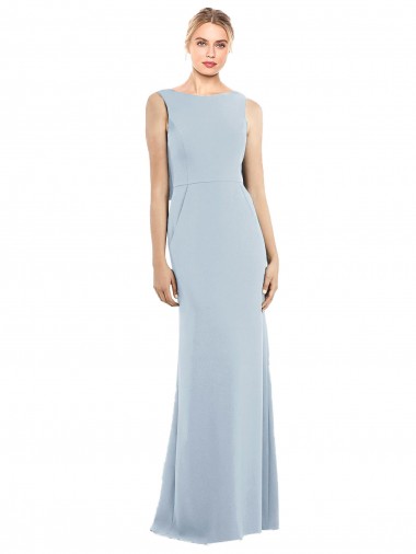 Sleeveless Bateau Neck Low Back Stretch Crepe Trumpet Semi Formal Evening Dress / Prom Dress / Bridesmaid Dress Brighton
