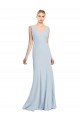 Sleeveless V-Neck Low Back Stretch Crepe Trumpet Bridesmaid Dress / Formal Dress Brighton