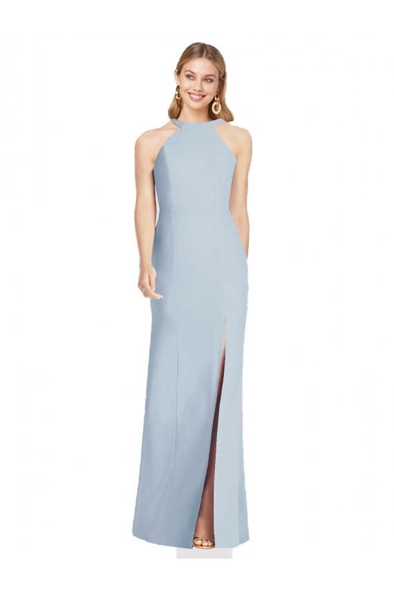 Sleeveless Halter Neck Backless Stretch Crepe Trumpet Formal Evening Gown / Bridesmaid Dress Brighton