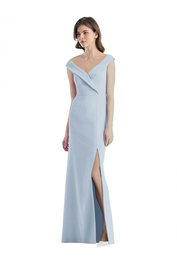 Sleeveless Off the Shoulder Stretch Crepe A-Line Black Tie Evening Gown / Bridesmaid Dress Brighton
