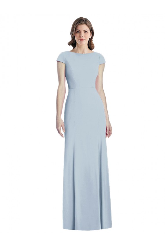 Cap Sleeves Bateau Neck Open Back Stretch Crepe Trumpet Formal Dress / Bridesmaid Dress Brighton