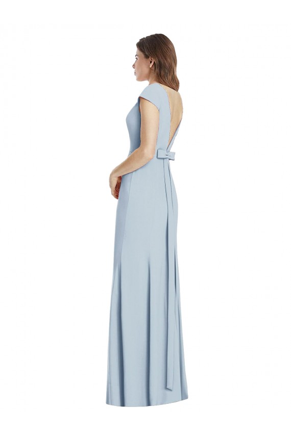 Cap Sleeves Bateau Neck Open Back Stretch Crepe Trumpet Formal Dress / Bridesmaid Dress Brighton