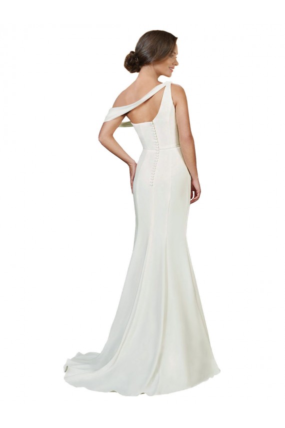 Sleeveless Ivory One Shoulder Stretch Crepe Sheath Formal Evening Gown / Prom Dress / Bridesmaid Dress Brighton