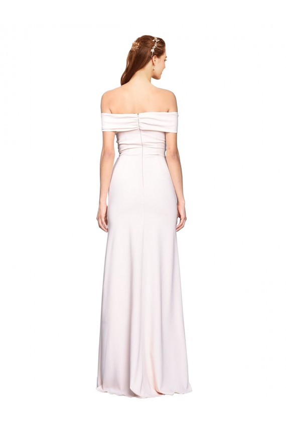 Sleeveless White Off the Shoulder Stretch Crepe Mermaid Formal Dress / Bridesmaid Dress Brighton