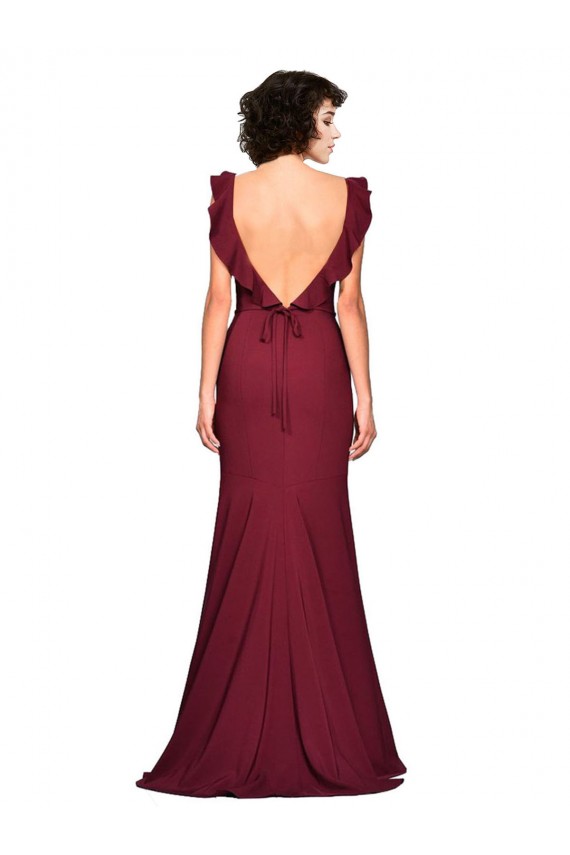 Sleeveless Burgundy Strapless Stretch Crepe Mermaid Prom Dress / Bridesmaid Dress Brighton