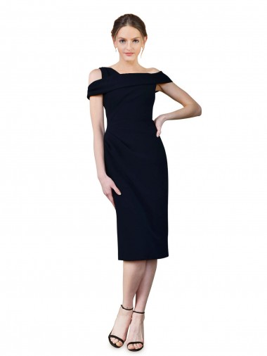 Sleeveless Dark Navy Off the Shoulder Stretch Crepe Mermaid Formal Evening Gown / Prom Dress / Bridesmaid Dress Brighton