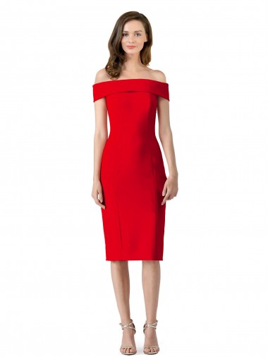 Sleeveless Off the Shoulder Stretch Crepe Sheath Formal Evening Gown / Prom Dress / Bridesmaid Dress Brighton