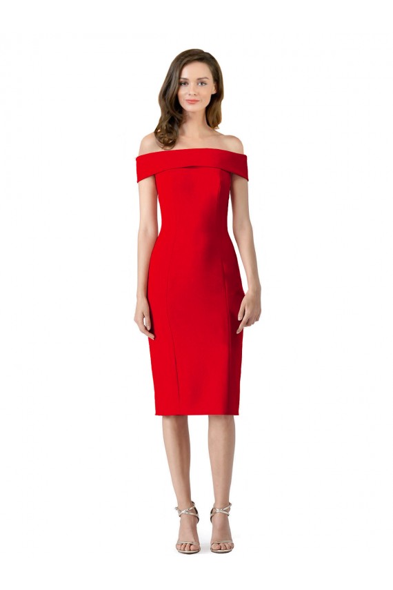 Sleeveless Off the Shoulder Stretch Crepe Sheath Formal Evening Gown / Prom Dress / Bridesmaid Dress Brighton