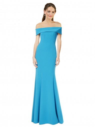 Sleeveless Off the Shoulder Stretch Crepe Sheath Formal Dress / Bridesmaid Dress Brighton