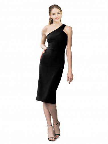 Sleeveless Black One Shoulder Stretch Crepe Sheath Prom Dresses Brighton