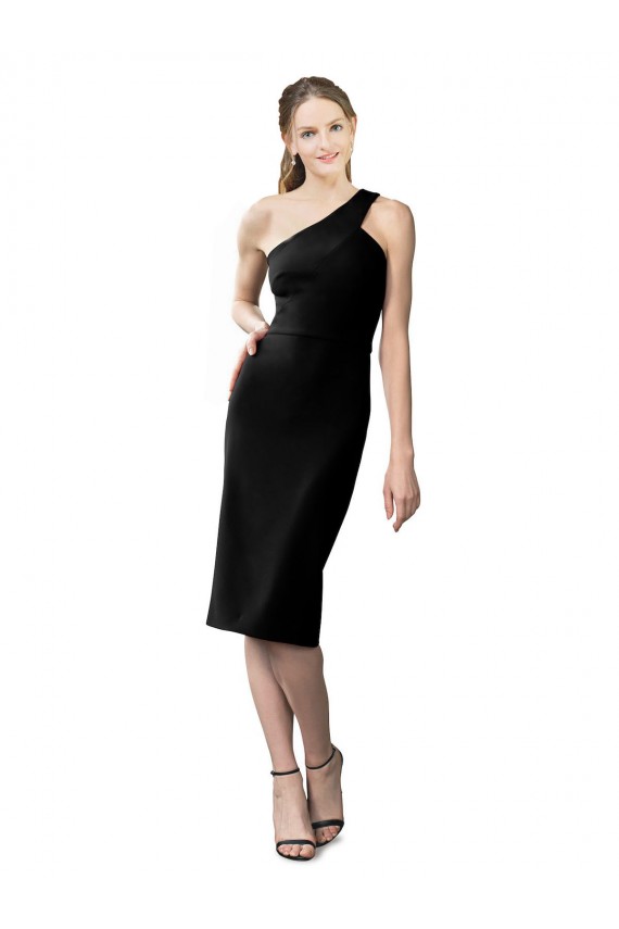 Sleeveless Black One Shoulder Stretch Crepe Sheath Prom Dresses Brighton
