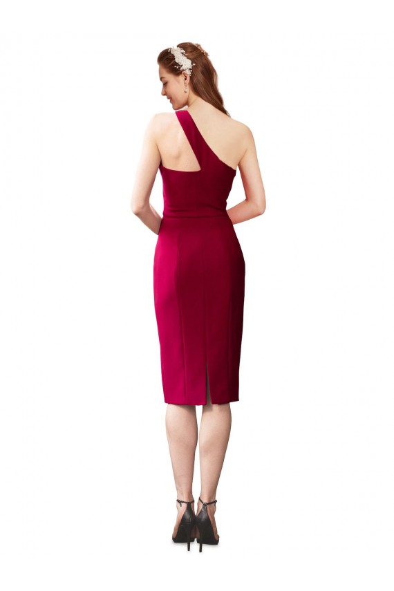 Sleeveless Black One Shoulder Stretch Crepe Sheath Prom Dresses Brighton