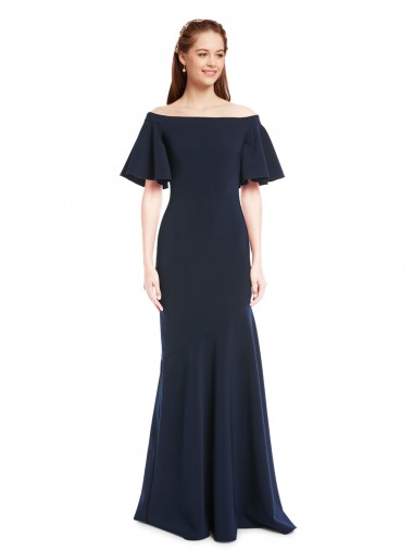 Short Sleeves Off the Shoulder Stretch Crepe Mermaid Bridesmaid Dress / Formal Dress Brighton
