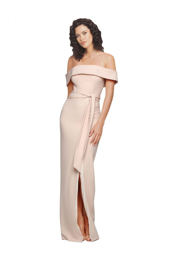 Sleeveless Nude Off the Shoulder Low Back Stretch Crepe Mermaid Formal Evening Gown / Prom Dress / Bridesmaid Dress Brighton