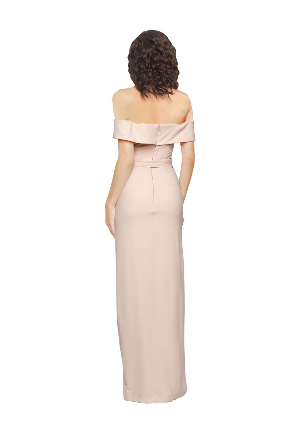 Sleeveless Nude Off the Shoulder Low Back Stretch Crepe Mermaid Formal Evening Gown / Prom Dress / Bridesmaid Dress Brighton