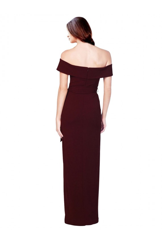Sleeveless Burgundy Gold Off the Shoulder Low Back Stretch Crepe Mermaid Formal Evening Gown / Prom Dress / Bridesmaid Dress Brighton