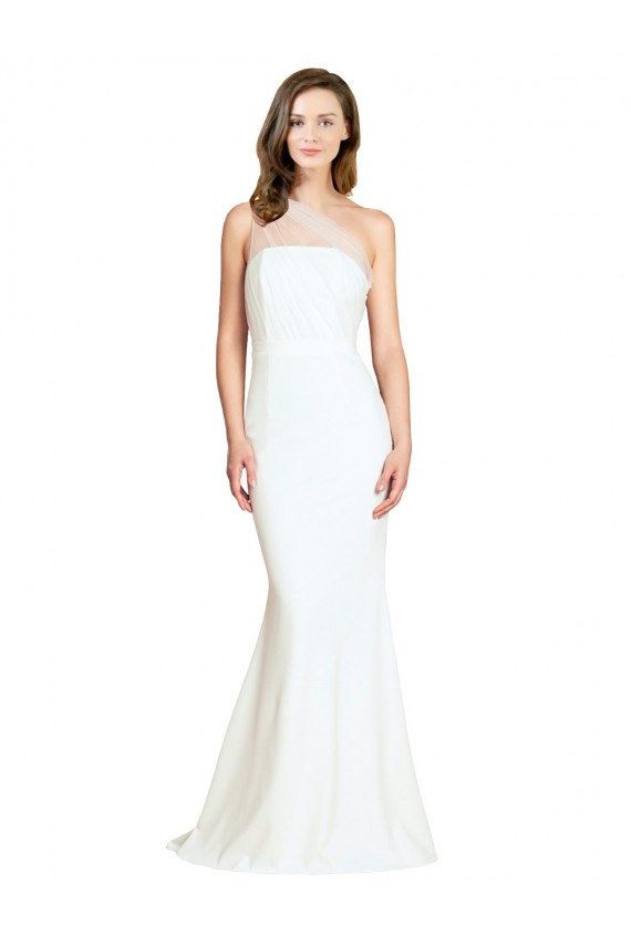 Sleeveless One Shoulder Stretch Crepe & Tulle Mermaid Formal Evening Gown / Bridesmaid Dress Brighton