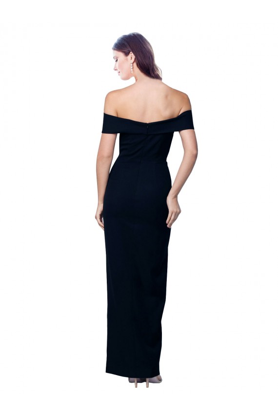 Sleeveless Black Off the Shoulder Stretch Crepe Mermaid Formal Dress / Bridesmaid Dress Brighton