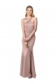 Sleeveless Halter Neck Criss Cross Back Stretch Crepe Sheath Prom Dress / Bridesmaid Dress Brighton