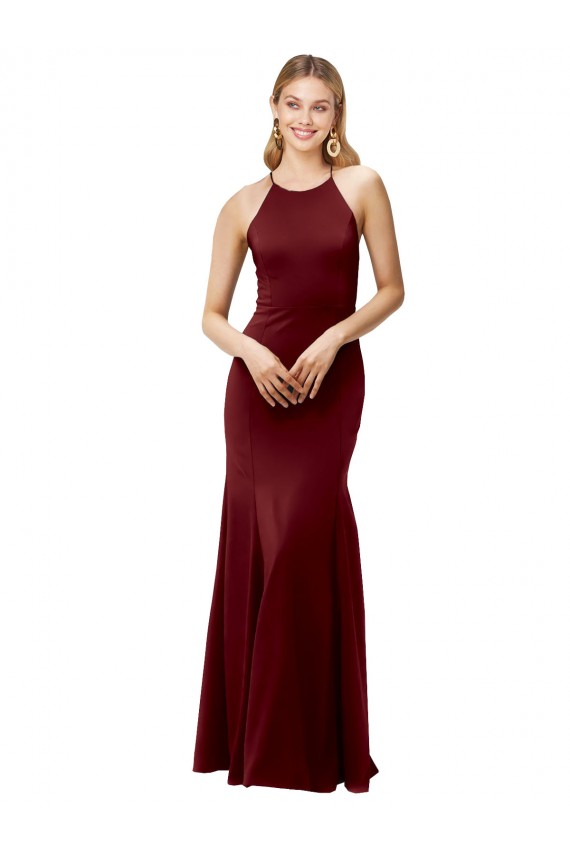 Sleeveless Halter Neck Criss Cross Back Stretch Crepe Mermaid Formal Evening Gown / Prom Dress / Bridesmaid Dress Brighton