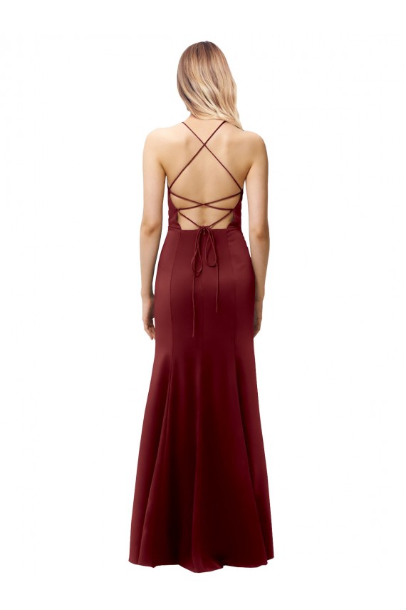 Sleeveless Halter Neck Criss Cross Back Stretch Crepe Mermaid Formal Evening Gown / Prom Dress / Bridesmaid Dress Brighton