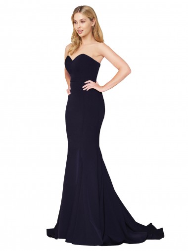 Sleeveless Dark Navy Sweetheart Stretch Crepe Mermaid Formal Evening Gown / Prom Dress / Bridesmaid Dress Brighton