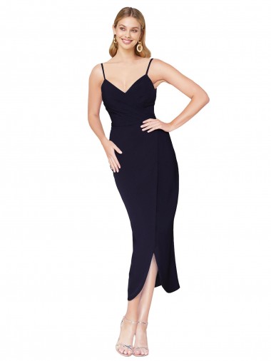 Sleeveless Spaghetti Straps V-Back Stretch Crepe Mermaid Formal Dress / Bridesmaid Dress Brighton