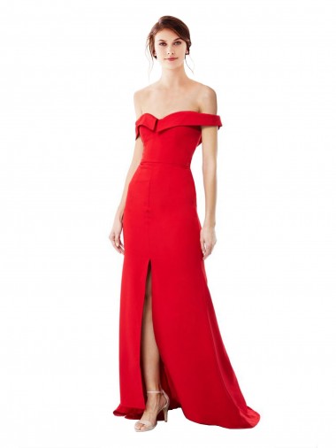 Sleeveless Off the Shoulder Stretch Crepe A-Line Bridesmaid Dress / Evening Dress Brighton