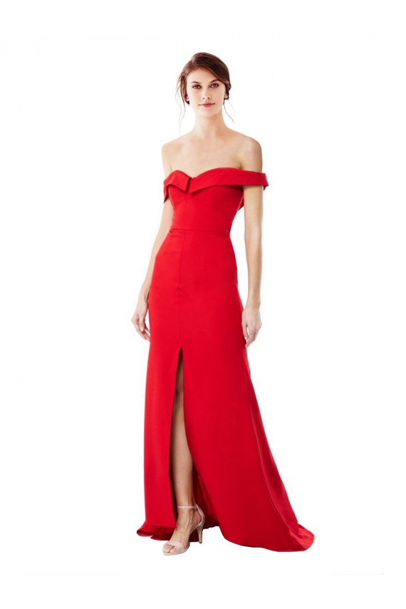 Sleeveless Off the Shoulder Stretch Crepe A-Line Bridesmaid Dress / Evening Dress Brighton