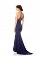 Sleeveless Navy Blue Halter Neck Stretch Crepe Mermaid Bridesmaid Dress / Formal Dress Brighton