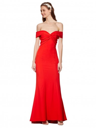 Sleeveless Red Off the Shoulder Stretch Crepe Mermaid Bridesmaid Dress / Formal Dress Brighton