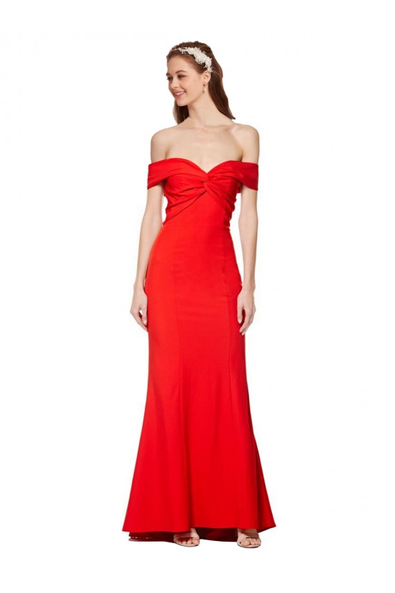 Sleeveless Red Off the Shoulder Stretch Crepe Mermaid Bridesmaid Dress / Formal Dress Brighton