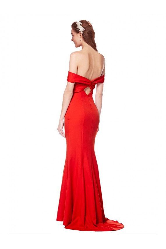 Sleeveless Red Off the Shoulder Stretch Crepe Mermaid Bridesmaid Dress / Formal Dress Brighton