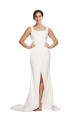 Sleeveless Square Neck Low Back Stretch Crepe Sheath Semi Formal Evening Dress / Prom Dress / Bridesmaid Dress Brighton